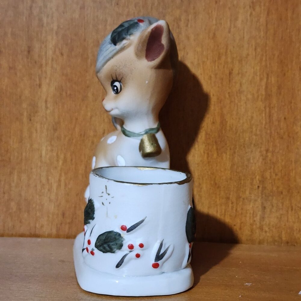 1978 Rudolph Reindeer Candle Holder 4" Porcelain vintage figurine Jasco Christma - Picture 2 of 11